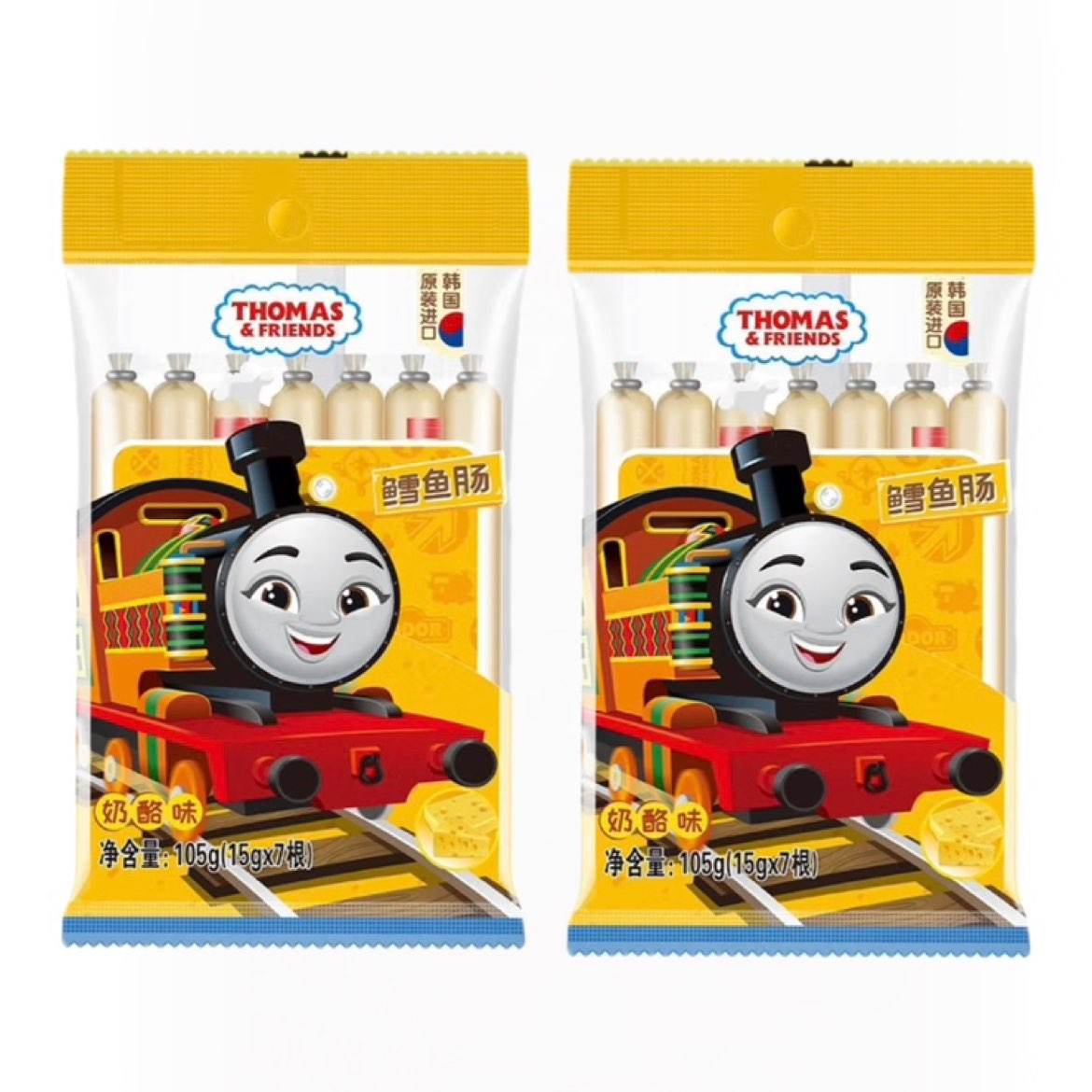 临期：小火车（THOMAS & FRIENDS）托马斯韩国进口宝宝零食鳕鱼肠 奶酪味105g*2