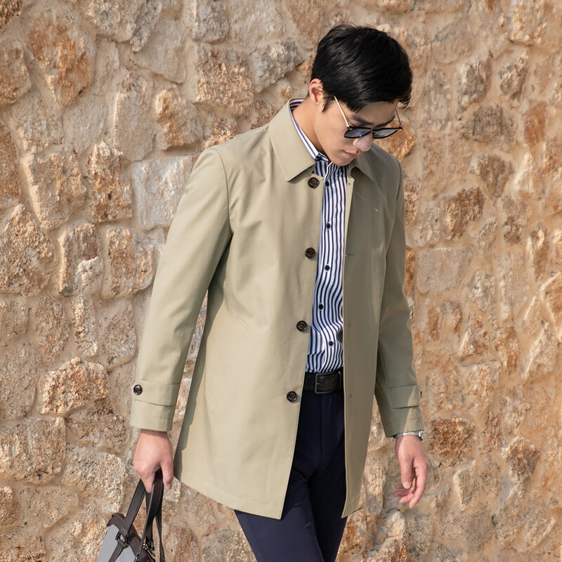 PLUS会员：雅戈尔 男士翻领单风衣锦纶耐穿舒适外套 301.02元