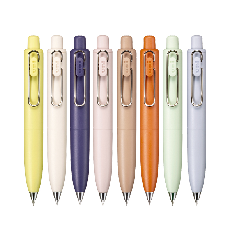 uni 三菱铅笔 日本UNI三菱小浓芯小胖笔0.5玫瑰金按动中性笔低重心手账笔可
