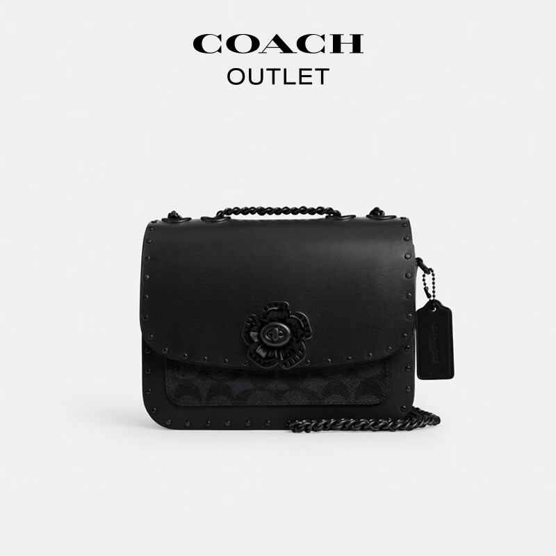 COACH 蔻驰 奥莱女士经典标志老花铆钉MADISON 19号斜挎包单肩 MW/混合木炭灰色