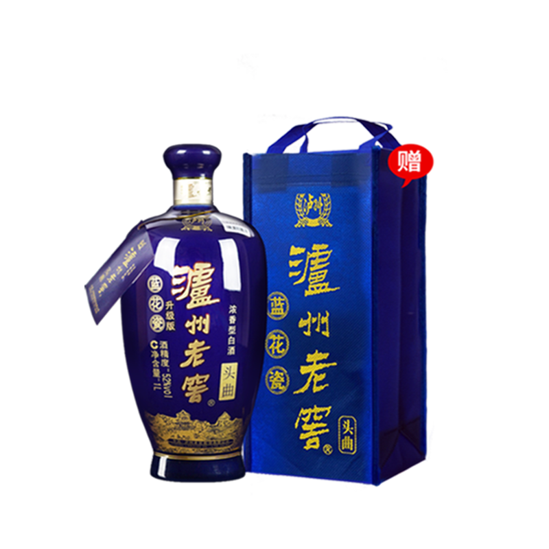 泸州老窖蓝花瓷 头曲大瓶大容量 浓香型白酒 52度 1000ml 单瓶 121.47元