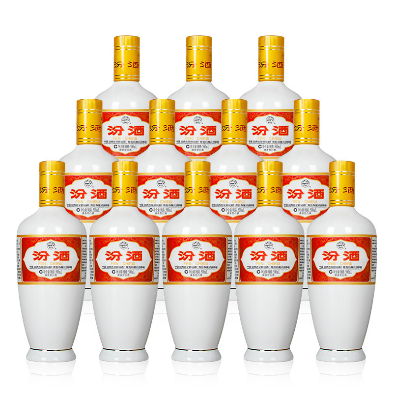 淘金币可用：汾酒 山西杏花村53度出口白瓷500ml*12瓶 747元