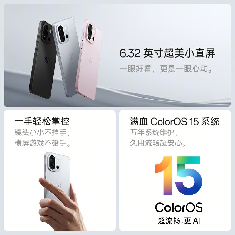 一加 13T 5G手机 6.3英寸小屏 6200毫安时电池 晨雾灰 16GB+512GB 2970.56元 - 线报酷