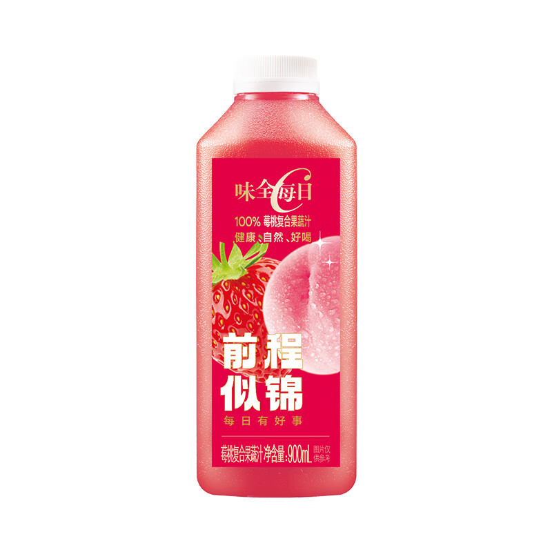 限地区、再降价、plus会员：味全 每日C莓莓桃桃 900ml 100%果汁 冷藏果蔬汁饮