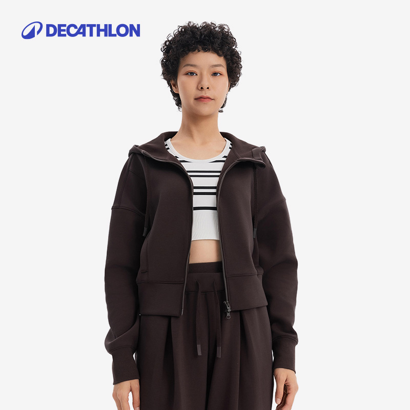 迪卡侬 DECATHLON SPW运动外套秋女短款显瘦瑜伽上衣防风保暖外套361583SAX1 239.9