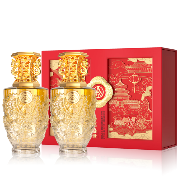 超级18:五粮液股份出品 喜福盛世祥泰 浓香型优级白酒 52度500ml*2瓶 礼盒装 169元(需领券)