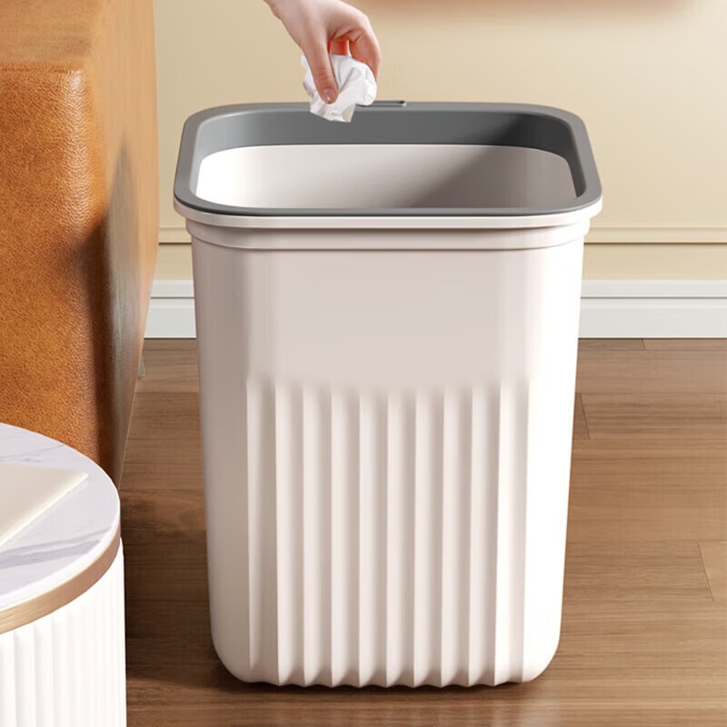 SIMAAe+ 西玛易嘉 垃圾桶大号压圈家用客厅厨房卫生间塑料大容量方形加厚垃圾篓 白色垃圾桶-两只装 14.9元
