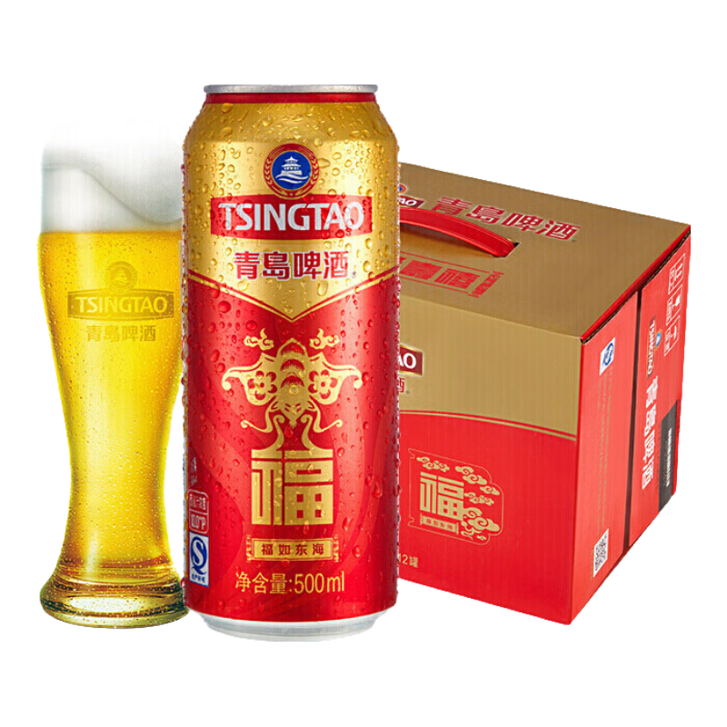 PLUS会员：青岛啤酒（TsingTao）福如东海 10度 500mL*12罐 78.3元（需领券，合39.15