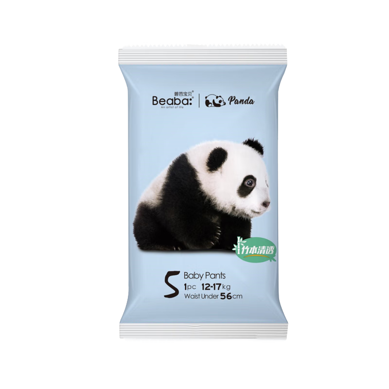 有券的上、PLUS会员：碧芭宝贝 Panda胖达熊猫系列拉拉裤婴儿训练库 XL码4片（12-17kg） 2.85元包邮