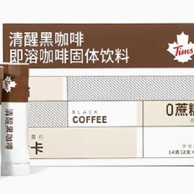 Tims 速溶黑咖啡 7杯装*4盒 35.6元包邮（需用卷，合8.9元/件）