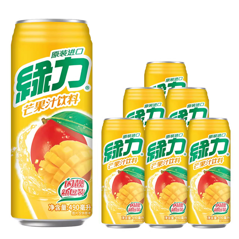 绿力 台湾生产绿力果汁饮料芒果汁490ml*6听大罐好喝聚餐饮料饮品 35.06元（