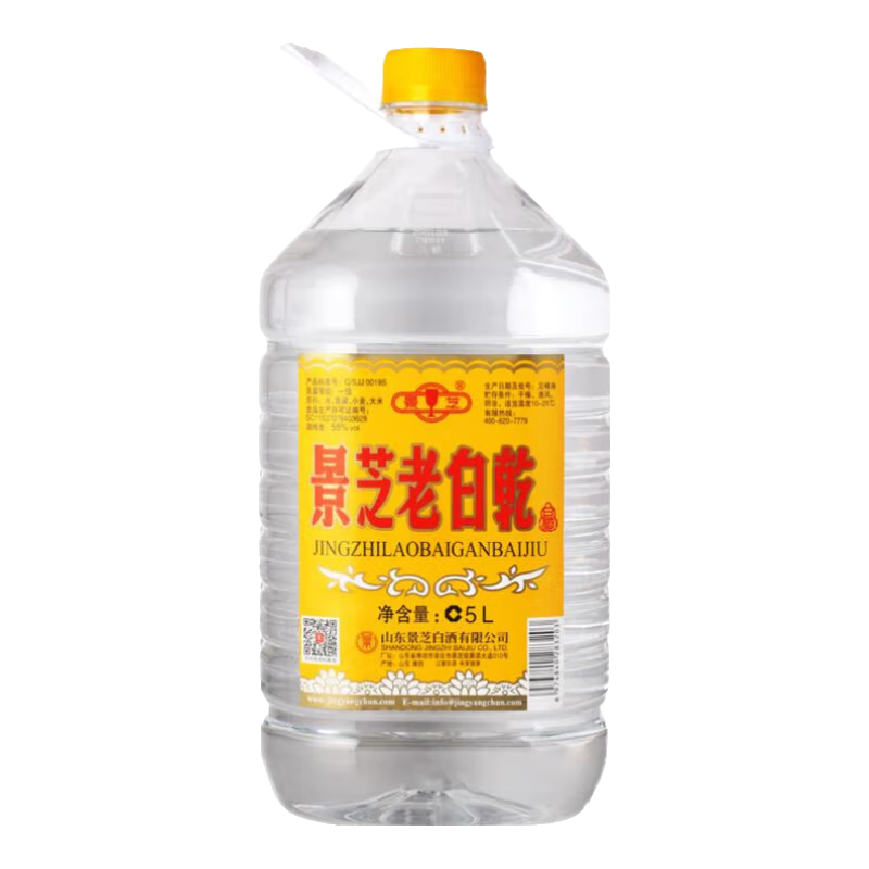 PLUS会员:景芝白乾白干 山东经典口粮酒 55度 5L 1桶 107.7元（需领券）