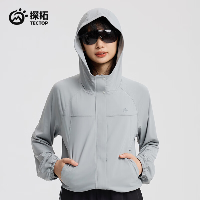 探拓（TECTOP）原纱防晒衣女25春夏UPF200+冰丝透气防紫外线户外工装风防晒服 