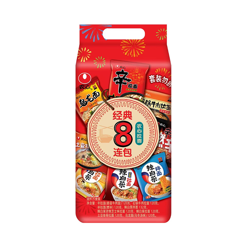 农心 经典8连包 农心拉面 8口味 968g 19.18元