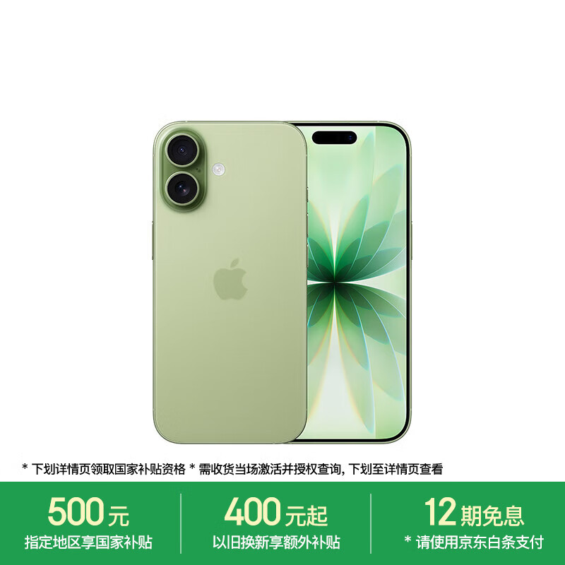 苹果 Apple iPhone 17 5G手机 256GB 鼠尾草绿色 5499元