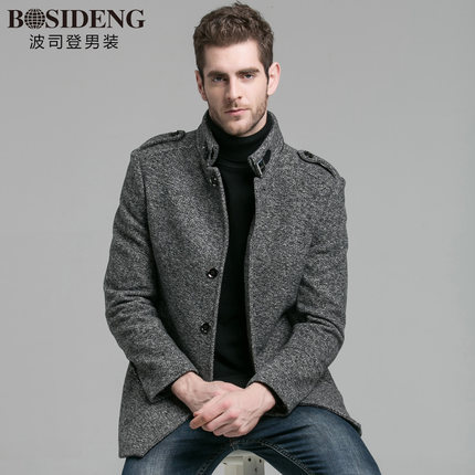 波司登（BOSIDENG） 中长款 男加厚羊毛呢子大衣 含50%羊毛 ￥199