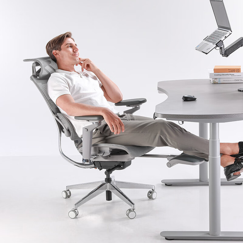 即领即用、大件超省：摩伽 S3 Plus 人体工学椅 极客版 带腿托 灰色 网布 1791.