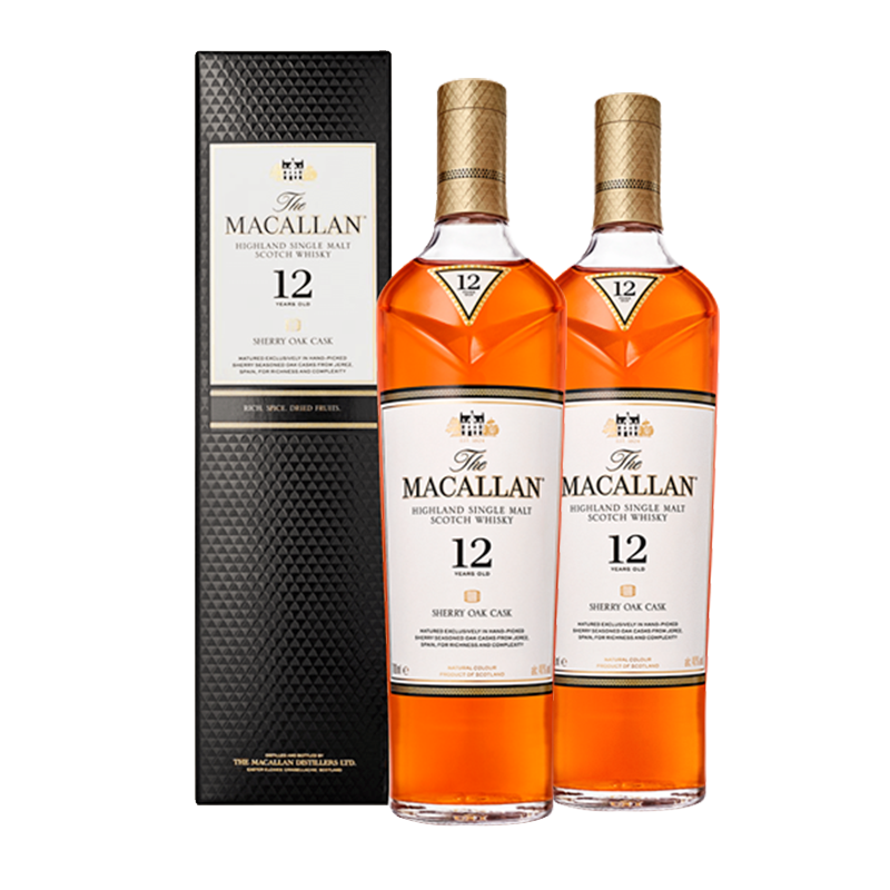 MACALLAN 麦卡伦 12年 雪莉桶 单一麦芽威士忌 700ml 礼盒装 2瓶 1294元（需用券）