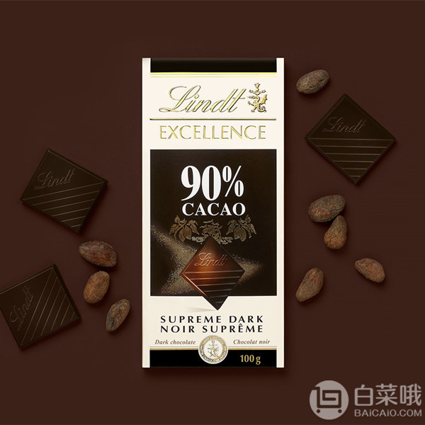 Lindt 瑞士莲 90%可可 特级黑巧克力100g*12排268元