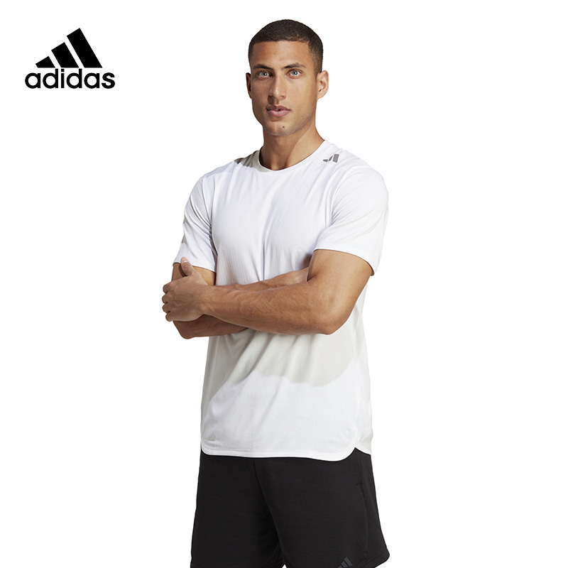 adidas 阿迪达斯 白色健身短袖男23夏季新款运动服快干透气跑步T恤IB9096 185.62