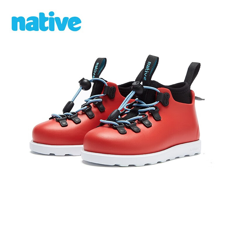 native 儿童马丁靴男童鞋冬季新品面包靴 洗 红色|白色 24码(150mm) 301元（需用