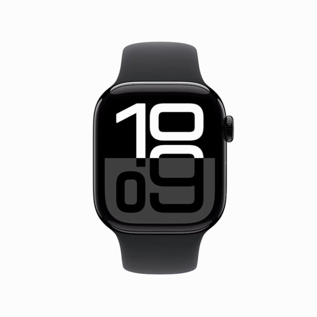 plus、限地区：Apple Watch Series 10 智能手表 42毫米 亮黑色铝金属表壳 黑色运动