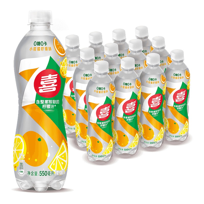 88VIP：pepsi 百事 可乐7喜小柑橘柠檬味汽水碳酸饮料550ml*12瓶 24.33元（需买2件