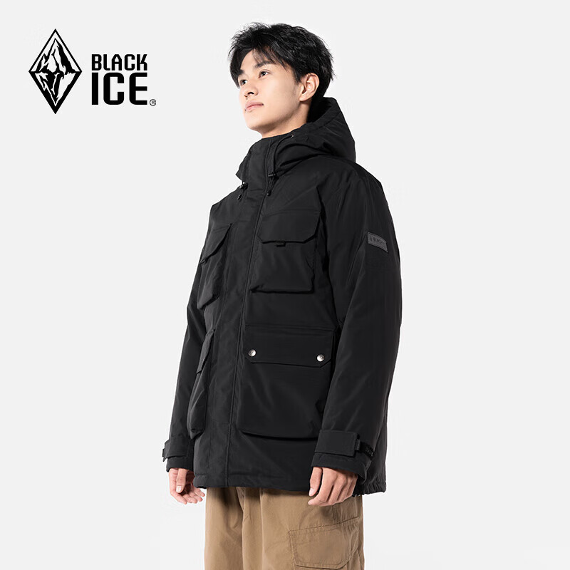 BLACKICE 黑冰 城市轻户外男款连帽鹅绒工装羽绒服 565.76元