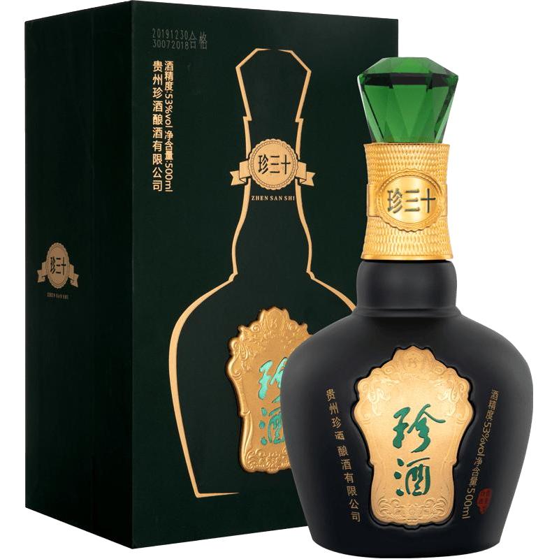 88VIP：珍酒 KWEICHOW ZHENJIU 贵州珍酒珍三十53度酱香型白酒500ml纯粮酒水送礼高