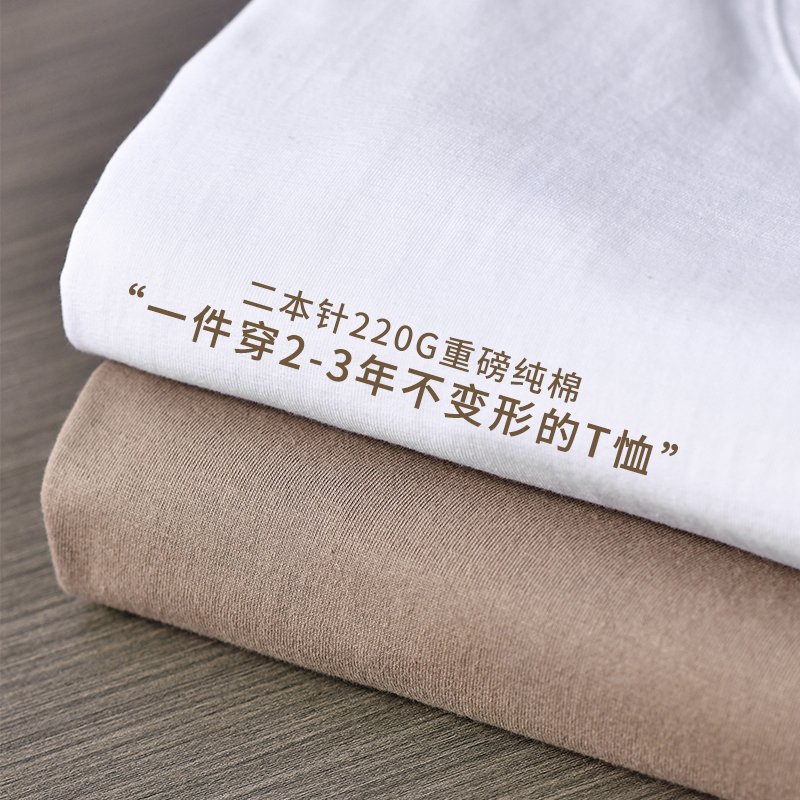Rampo 乱步 美式小领口240g重磅纯棉短袖t恤男夏季纯色半袖二本针打底衫 19元（需用券）