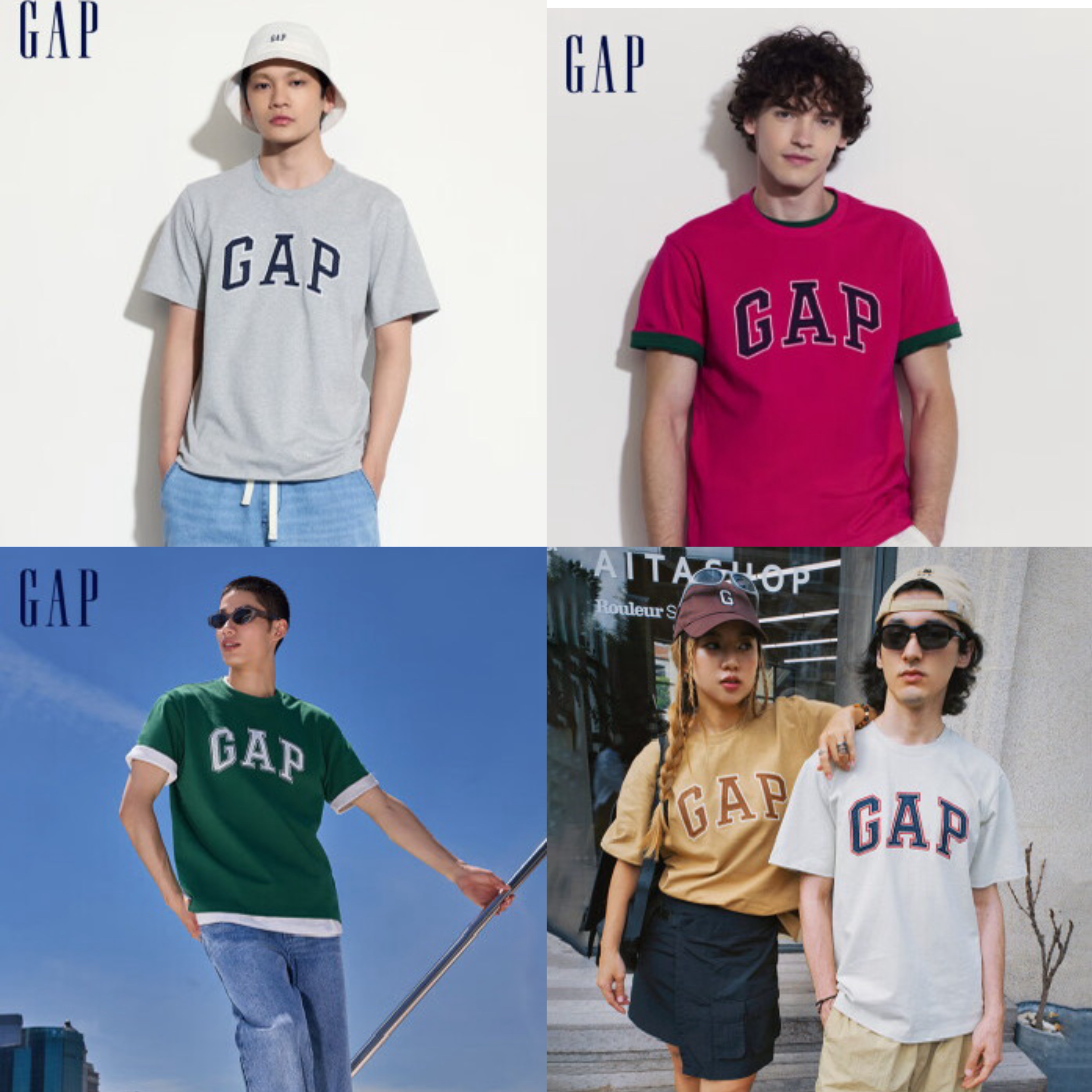 Gap 盖璞 男女装新款棉质 拼接logo圆领短袖 76.2元（需用券）