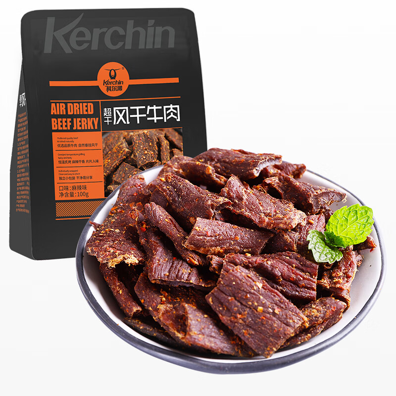 Kerchin 科尔沁 超干风干牛肉干 麻辣味 100g ￥34.73