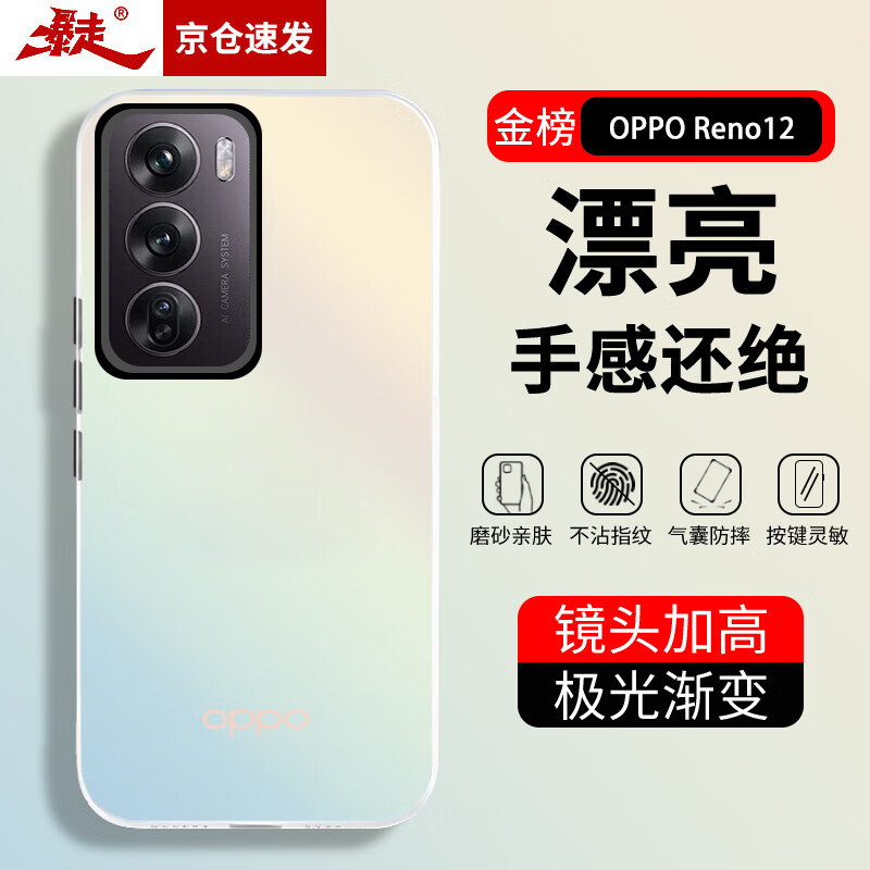 暴走 适用opporeno12手机壳 OPPO Reno12保护套 硅胶软边简约透明防摔镭射渐变高