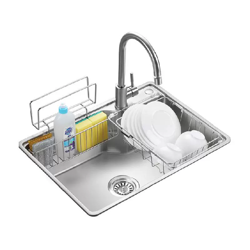 OULIN 欧琳 收纳大单槽304不锈钢水槽套餐家用厨房水槽加厚洗菜盆洗碗槽 ￥89