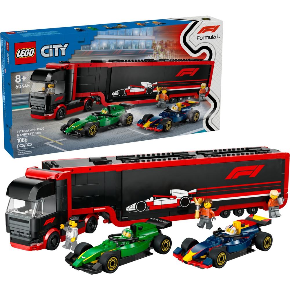 乐高 LEGO 城市系列 60445 F1卡车与红牛RB20和阿斯顿·马丁AMR24F1赛车 629元（需