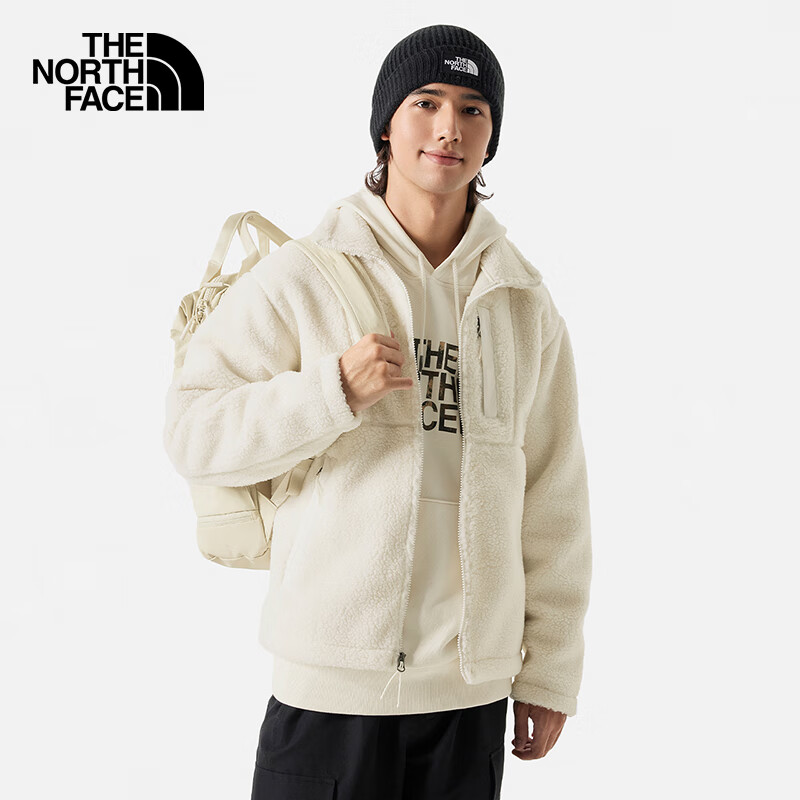 THE NORTH FACE 北面 抓绒外套男户外保暖厚摇粒绒夹克 7QT1 白色/N3N L 399元