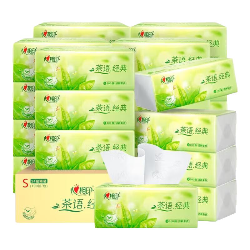 心相印 茶语经典系列 抽纸3层100抽*24包（茶香型） 83.7元（需领券，合27.9元/