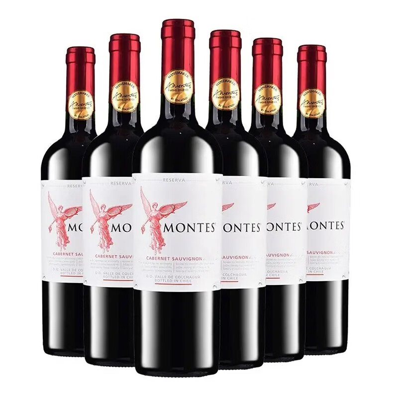 MONTES 蒙特斯 智利原瓶进口 珍藏级红天使梅洛 14.5度干红葡萄酒 750ml*6瓶 整