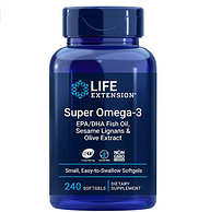 0税费！高纯度五星鱼油，Life Extension 沿寿 Omega-3超级鱼油软胶囊 240粒 132.85