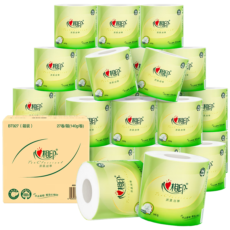 心相印 茶语丝享 有芯卷纸 4层 27卷 140g 36.11元
