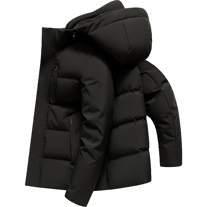 雪中飞男士短款连帽羽绒服石墨烯内里90绒加厚保暖防寒羽绒外套男 329元(需