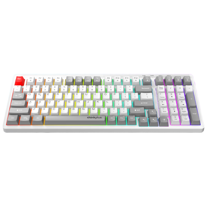 thinkplus 机械手感 有线键盘 白色 RGB 59.9元