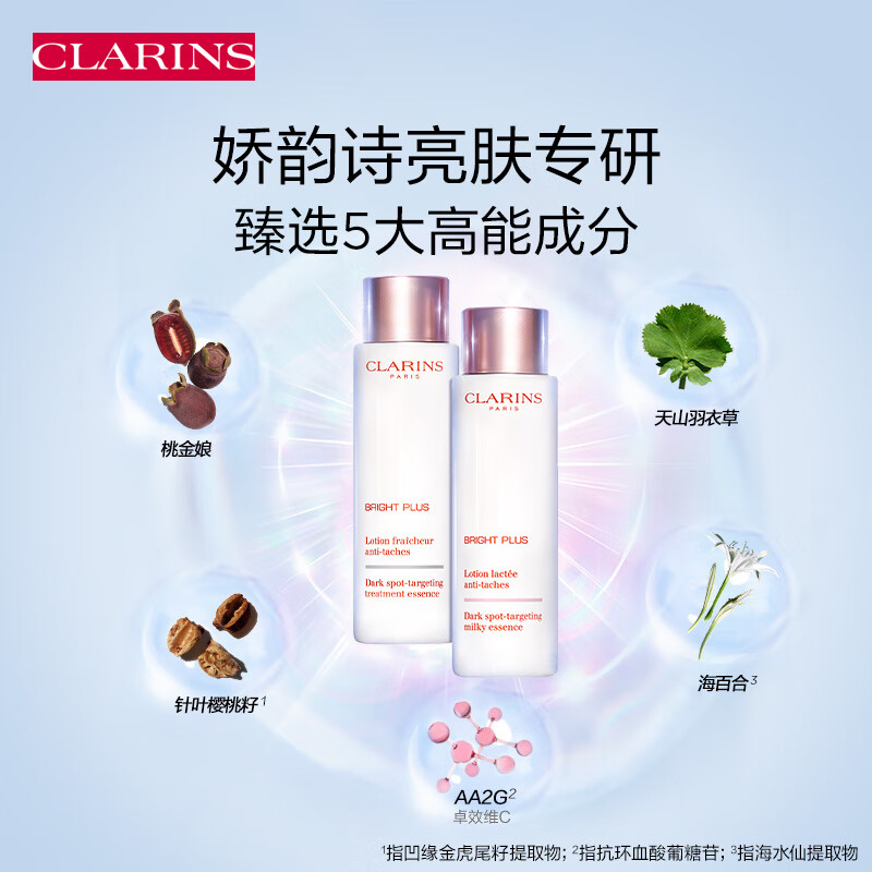 CLARINS 娇韵诗 美白牛奶水乳清爽型柔肤水200ml+乳液75ml女神节礼物 980.1元