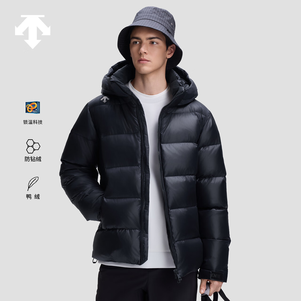 迪桑特 SKI STYLE系列HEAT NAVI男士短款亮面保暖羽绒服 BK-黑色 L (175/96A) 2490元(