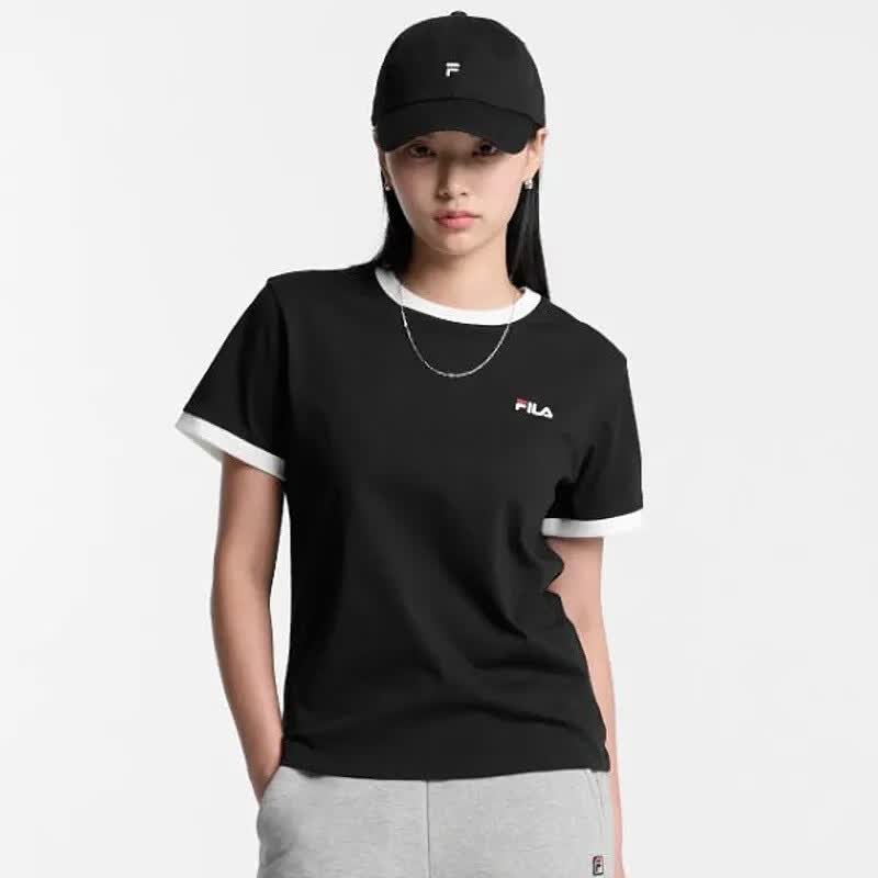 FILA 简约刺绣 短袖T恤 黑色 169元