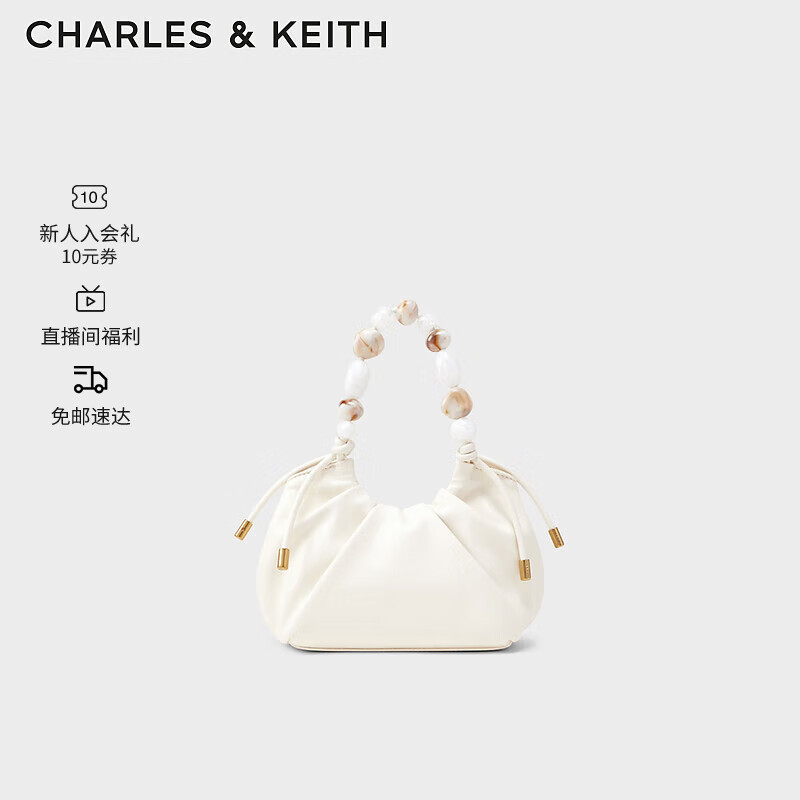 CHARLES & KEITH CHARLES&KEITH波光露珠手提包单肩包水桶包包女包CK2-10270879 Cream奶