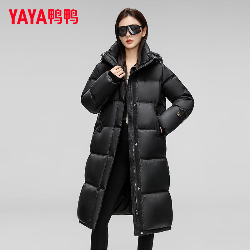 移动端、京东百亿补贴：YAYA 鸭鸭（YAYA）奢金系列羽绒服女长款过膝2024冬季