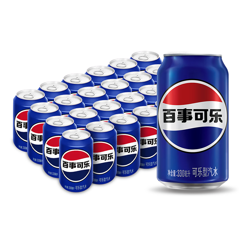 百事可乐 330ml×24听 原味碳酸饮料 整箱装 34.9元 包邮