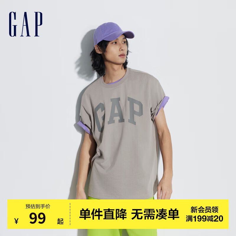 Gap 盖璞 男士简约基础款圆领纯棉短袖T恤 88.26元（需用券）