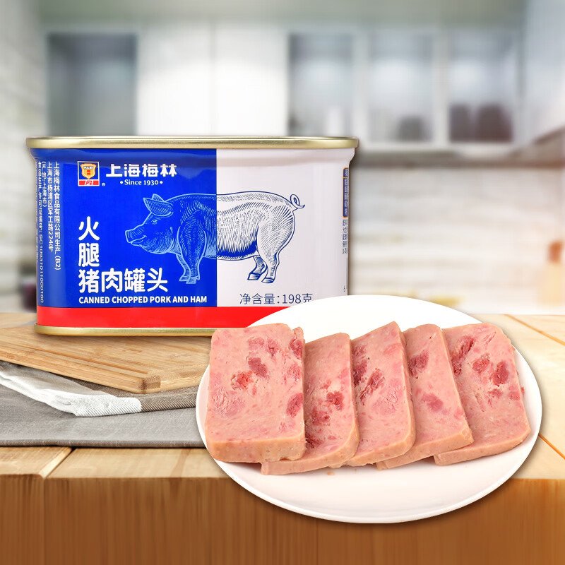 京东PLUS：MALING 上海梅林 小白猪火腿猪肉午餐肉 198g *4件 29.90元